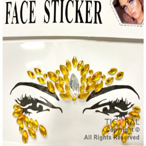 BRILLITOS AUTOADHESIVOS PARA ROSTRO FACE STICKER DECO ORO X 12 UNIDADES